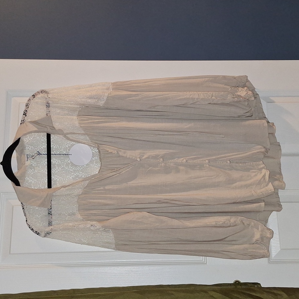 Hayden Los Angeles Cream Boho Lace Button Down Top XL